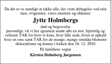 Taksigelsen for Jytte Holmbergs - Årslev