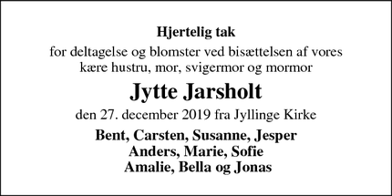 Taksigelsen for Jytte Jarsholt - Jyllinge