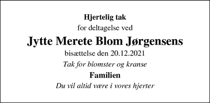 Taksigelsen for Jytte Merete Blom Jørgensens - Alsønderup