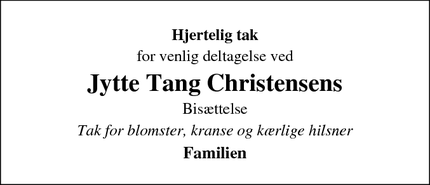 Taksigelsen for Jytte Tang Christensen - Roskilde