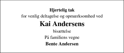 Taksigelsen for Kai Andersens - Struer