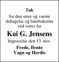 Taksigelsen for Kai G. Jensens - Ribe