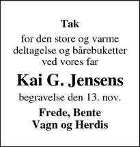 Taksigelsen for Kai G. Jensens - Ribe