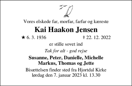 Dødsannoncen for Kai Haakon Jensen - Skanderborg