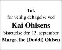 Taksigelsen for Kai Ohlsens - Gråsten