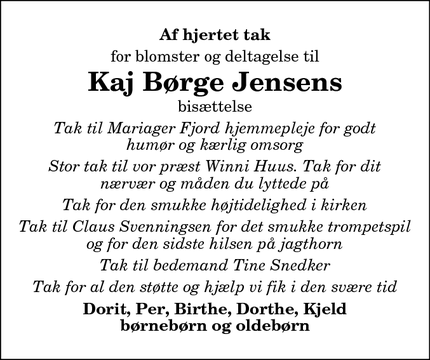 Taksigelsen for Kaj Børge Jensen - Hadsund