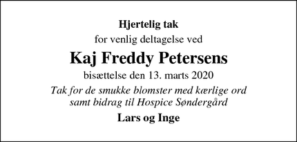 Taksigelsen for Kaj Freddy Petersens  - Ballerup
