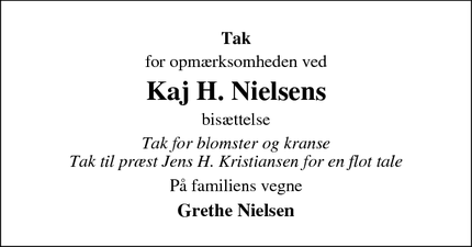 Taksigelsen for Kaj H. Nielsen - Vamdrup