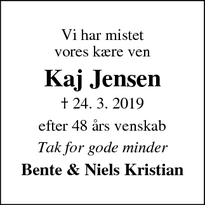 Taksigelsen for Kaj Jensen - Isenvad