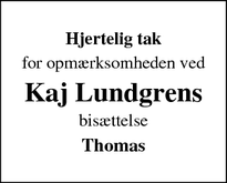 Taksigelsen for Kaj Lundgrens - Hou