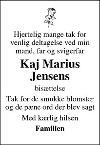 Taksigelsen for Kaj Marius Jensens - Aarhus