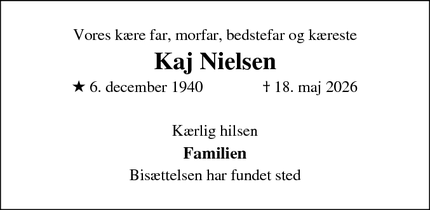 Dødsannoncen for Kaj Nielsen - Furesø