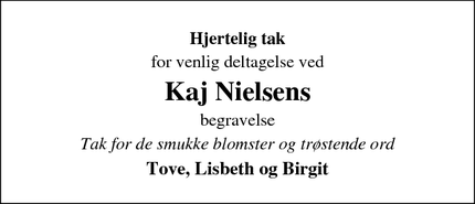 Taksigelsen for Kaj Nielsen - Ringkøbing 