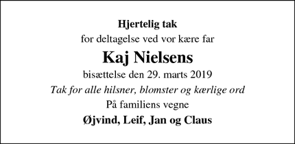 Taksigelsen for Kaj Nielsens - Skanderborg
