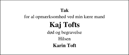 Taksigelsen for Kaj Tofts - Lemvig