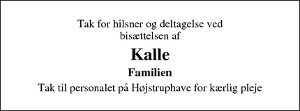 Taksigelsen for Kalle - Vallensbæk Strand