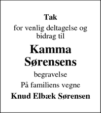 Taksigelsen for Kamma
Sørensen - 6771 Gredstedbro