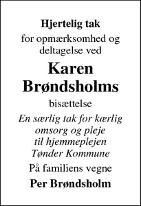 Taksigelsen for Karen Brøndsholms - Rømø