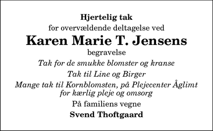 Taksigelsen for Karen Marie T. Jensen - Sunds