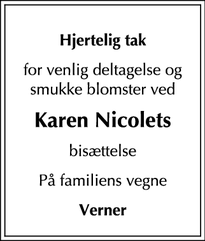 Taksigelsen for Karen Nicolet - Sakskøbing