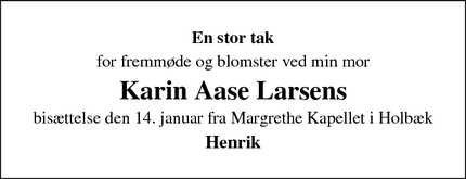 Taksigelsen for Karin Aase Larsen - Farum