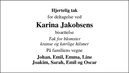 Taksigelsen for Karina Jakobsen - Hvidbjerg thyholm