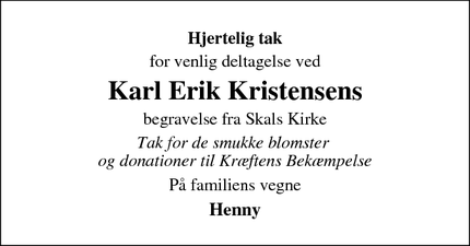 Taksigelsen for Karl Erik Kristensens - Solbjerg