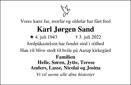 Dødsannoncen for Karl Jørgen Sand - Esbjerg