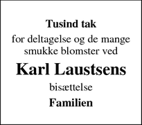 Taksigelsen for Karl Laustsens - Nibe