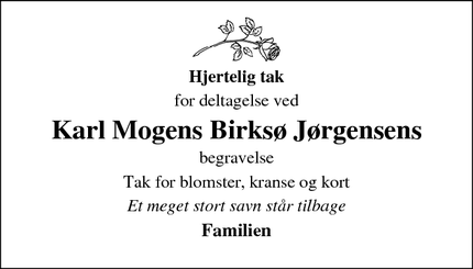 Taksigelsen for Karl Mogens Birksø Jørgensens - Frederiksværk