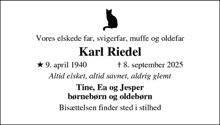 Dødsannoncen for Karl Riedel - Helsingør