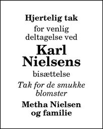 Taksigelsen for Karl
Nielsens - Bindslev