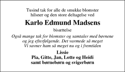 Taksigelsen for Karlo Edmund Madsens - Viuf