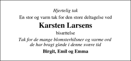 Taksigelsen for Karsten Larsens - Faaborg