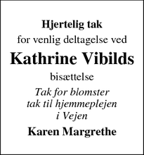 Taksigelsen for Kathrine Vibilds - Billundbillund