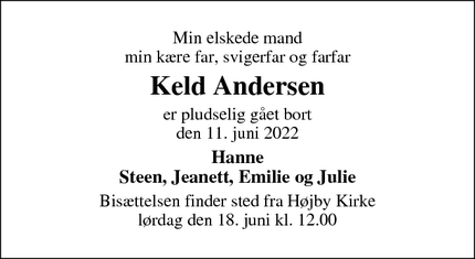 Dødsannoncen for Keld Andersen - Odense S
