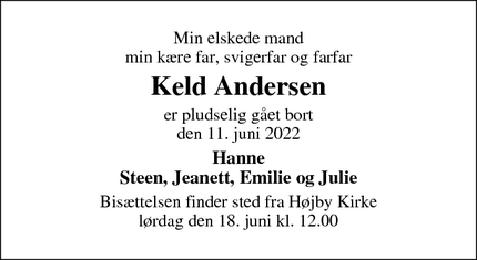 Dødsannoncen for Keld Andersen - Odense S
