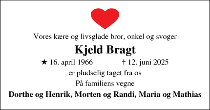 Dødsannoncen for Kjeld Bragt - Skive