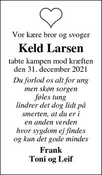 Dødsannoncen for Keld Larsen - Hvide Sande