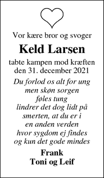 Dødsannoncen for Keld Larsen - Hvide Sande