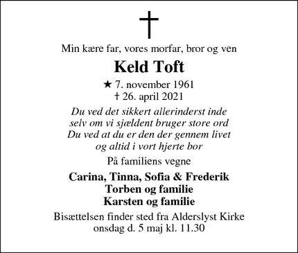 Dødsannoncen for Keld Toft - Silkeborg