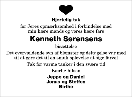 Taksigelsen for Kenneth Sørensens - Maribo