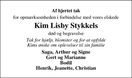 Taksigelsen for Kim Lisby Stykkels - Outrup