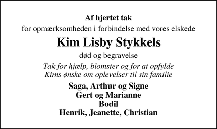 Taksigelsen for Kim Lisby Stykkels - Outrup