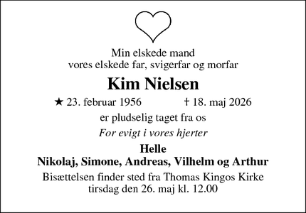 Dødsannoncen for Kim Nielsen - Odense 