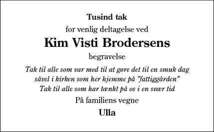 Taksigelsen for Kim Visti Brodersens - Høgsbro, Ribe