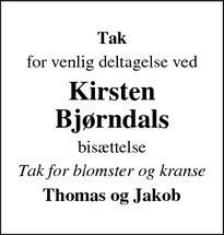 Taksigelsen for Kirsten Bjørndals - Holbæk