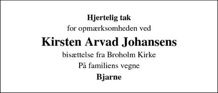 Taksigelsen for Kirsten Arvad Johansens - Tommerup St.
