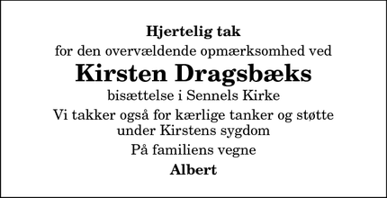 Taksigelsen for Kirsten Dragsbæks - Sennels