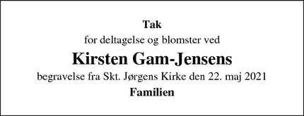Taksigelsen for Kirsten Gam-Jensens - Odense NØ